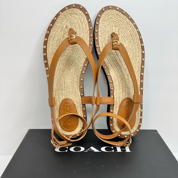 COACH LADIES SANDALS, “GRACEY LEATHER,” “PENNY COLOR” (camel) SIZE 9.5 - Picture 2 of 16